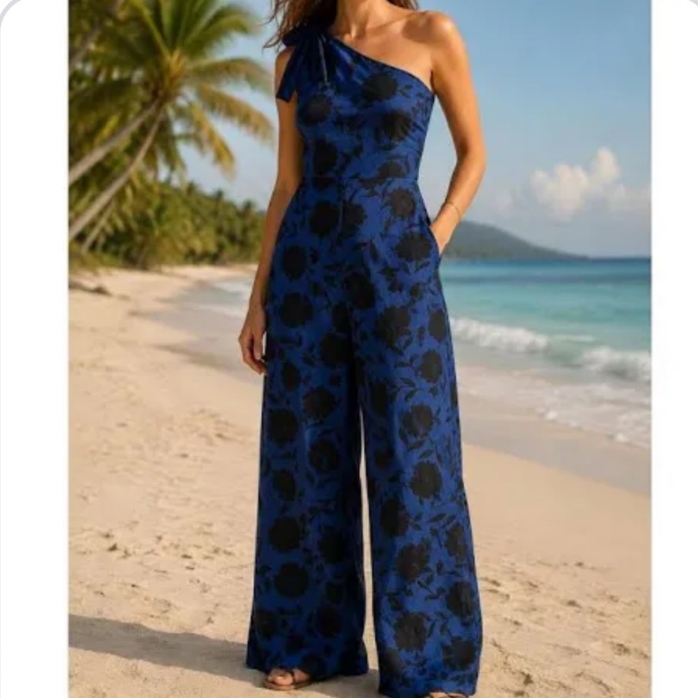 Kate Spade for Target Blue Floral Wide-Leg Jumpsuit